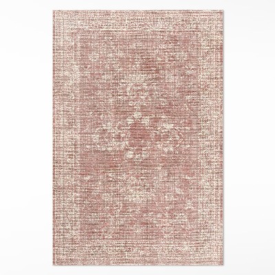 Pvc teppich Puderrosa geriebenes Vintage-Blumenmuster