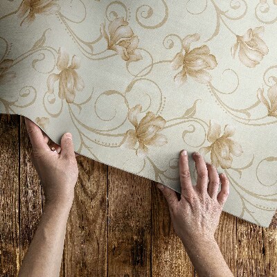 Vinyl teppich Schöne pflanzliche Blumen im ornamentalen Stil