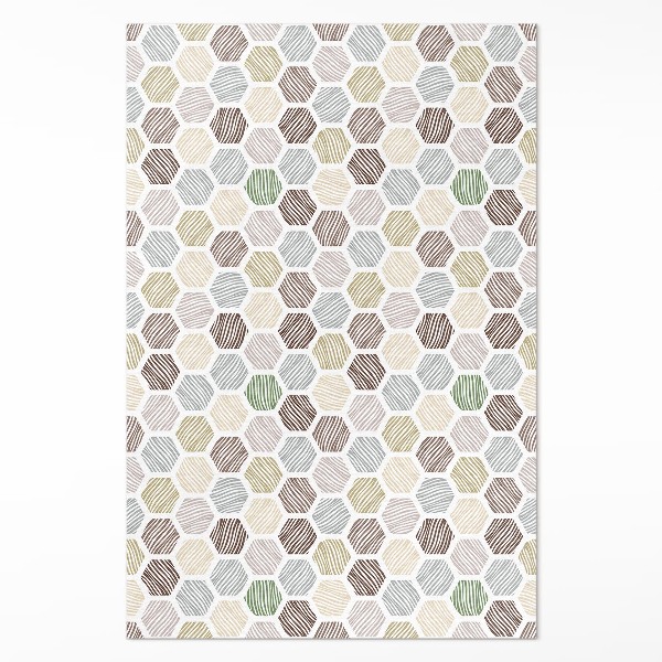 Teppich auf pvc Gemusterte Sechsecke in Pastell-Boho-Farben