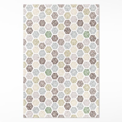 Teppich auf pvc Gemusterte Sechsecke in Pastell-Boho-Farben