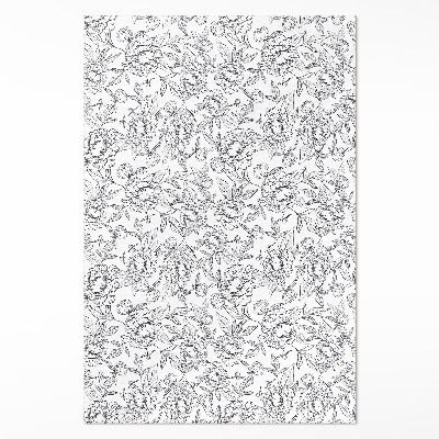 Teppich pvc Skizze von Pfingstrosenblüten und Vintage-Blättern