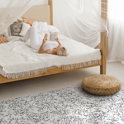 Teppich pvc Skizze von Pfingstrosenblüten und Vintage-Blättern