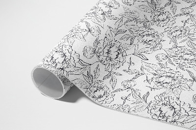 Teppich pvc Skizze von Pfingstrosenblüten und Vintage-Blättern