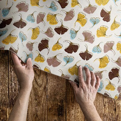 Teppich auf pvc Pastellfarbene Ginkgoblätter Boho-Illustration