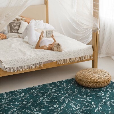 Teppich auf pvc Minimalistische Zweige mit Boho-Blättern