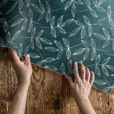 Teppich auf pvc Minimalistische Zweige mit Boho-Blättern