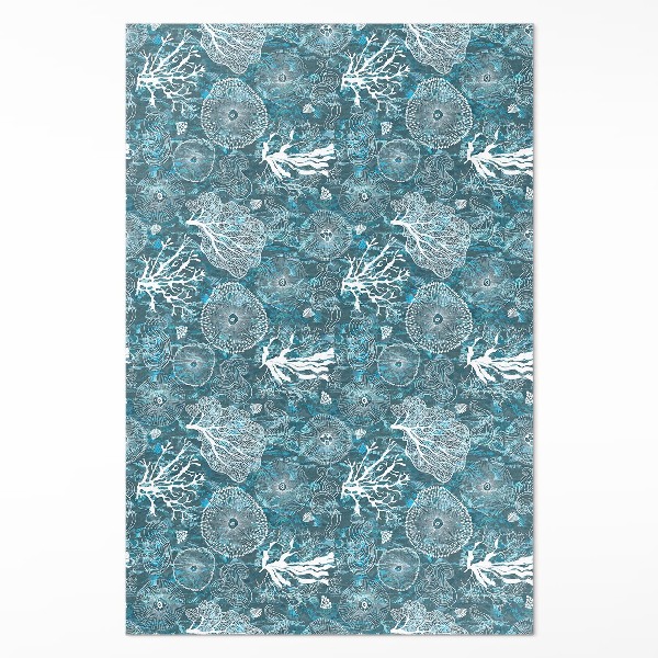 Teppich auf pvc Von der Meeresflora und -fauna inspiriertes Muster