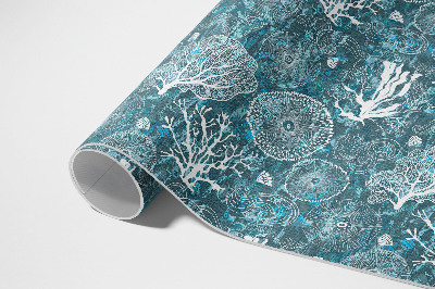 Teppich auf pvc Von der Meeresflora und -fauna inspiriertes Muster