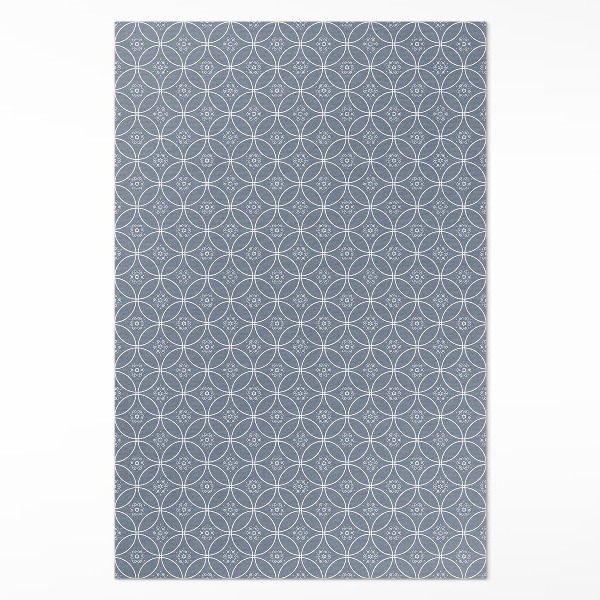 Teppich auf pvc Muster gespickt mit regelmäßigen Kreisen und Blumen
