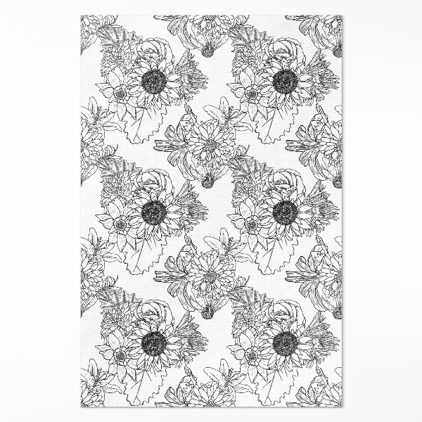 Vinyl teppich Gezeichnete Sonnenblumen schöne Vintage-Blumen