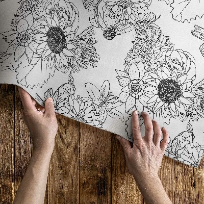 Vinyl teppich Gezeichnete Sonnenblumen schöne Vintage-Blumen