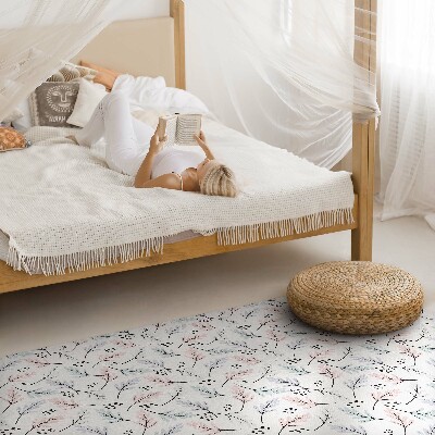 Teppich pvc Pastellfarbene subtile Pflanzen im Boho-Stil