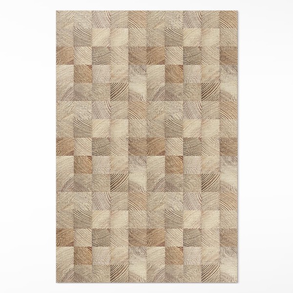 Vinyl teppich läufer Holzquadrate Mosaik aus Baumringen
