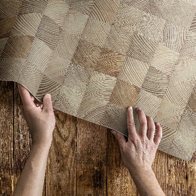 Vinyl teppich läufer Holzquadrate Mosaik aus Baumringen
