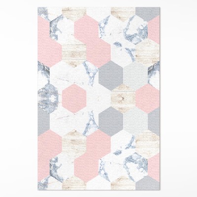 Pvc teppich Pastellfarbene Sechsecke mit Marmor