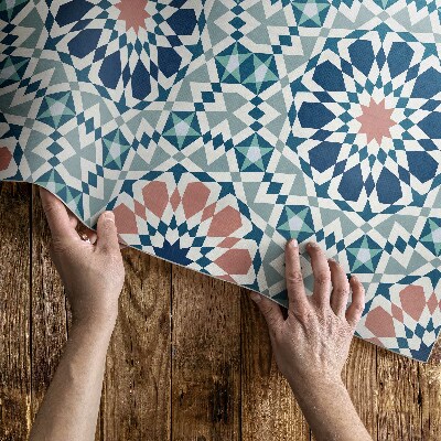 Teppich pvc Kaleidoskop pastellfarbenes geometrisches Muster