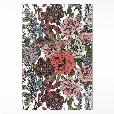 Teppich auf pvc Pastellfarbene Blumen auf einer Vintage-Wiese