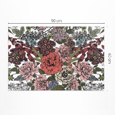 Teppich auf pvc Pastellfarbene Blumen auf einer Vintage-Wiese