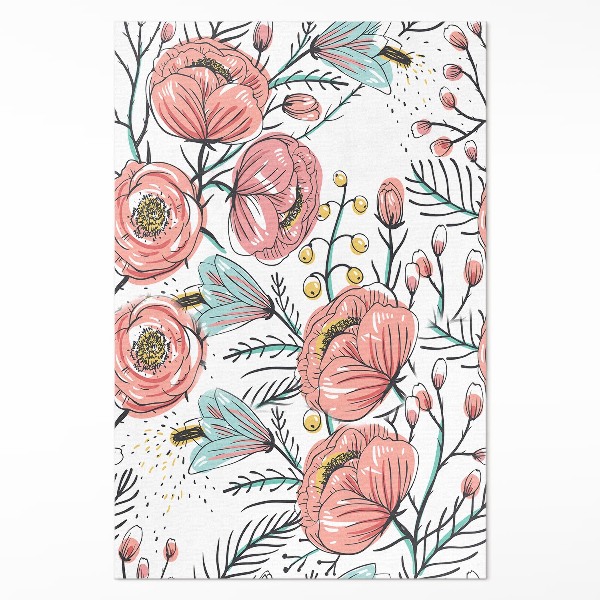 Pvc teppich Pastellfarbene Blumen schöne subtile Illustration