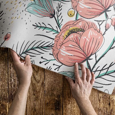 Pvc teppich Pastellfarbene Blumen schöne subtile Illustration