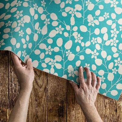Teppich auf pvc Komposition aus wilden Blumen und Blättern