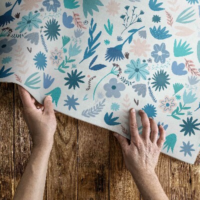 Vinyl teppich Pastellfarbene Blumen und Boho-Pflanzen
