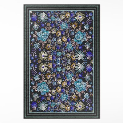 Vinyl teppich läufer Blaue und gelbe Blumen