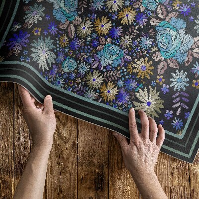 Vinyl teppich läufer Blaue und gelbe Blumen