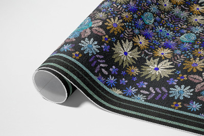 Vinyl teppich läufer Blaue und gelbe Blumen