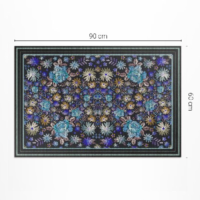 Vinyl teppich läufer Blaue und gelbe Blumen