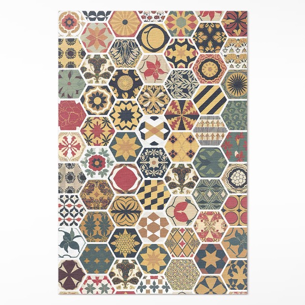 Vinyl teppich läufer Gemusterte Vintage Mosaik Sechsecke