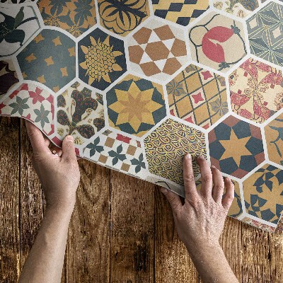 Vinyl teppich läufer Gemusterte Vintage Mosaik Sechsecke