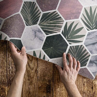 Vinyl teppich Sechsecke Steinmosaikblätter