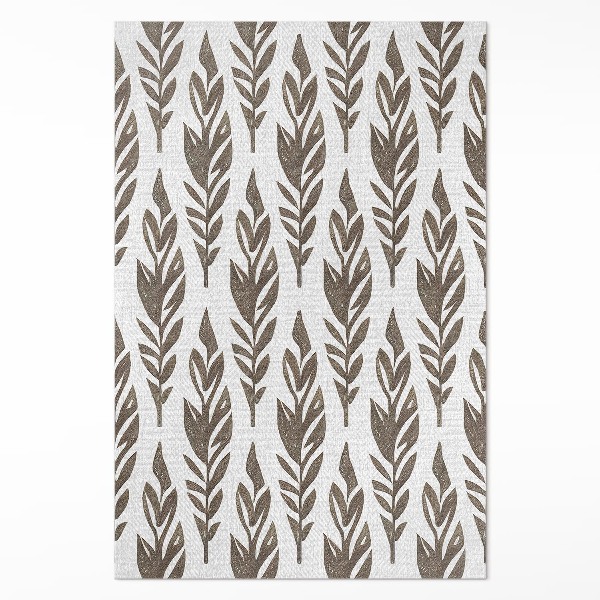 Teppich auf pvc Gemalte Blätter Boho floral vintage Muster