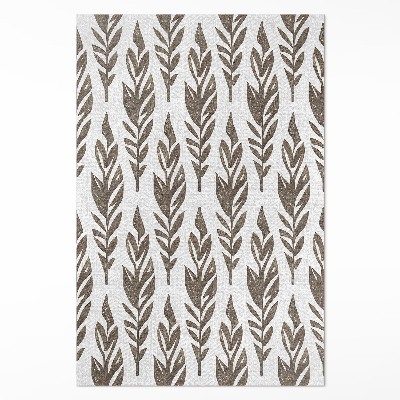 Teppich auf pvc Gemalte Blätter Boho floral vintage Muster
