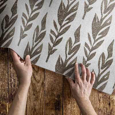 Teppich auf pvc Gemalte Blätter Boho floral vintage Muster