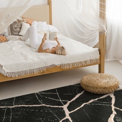 Vinyl teppich läufer Dunkler Marmor mit Rissen und Glamour-Kontrast