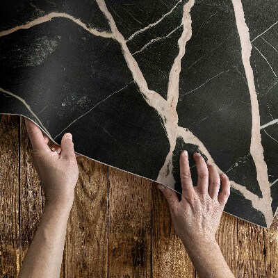 Vinyl teppich läufer Dunkler Marmor mit Rissen und Glamour-Kontrast