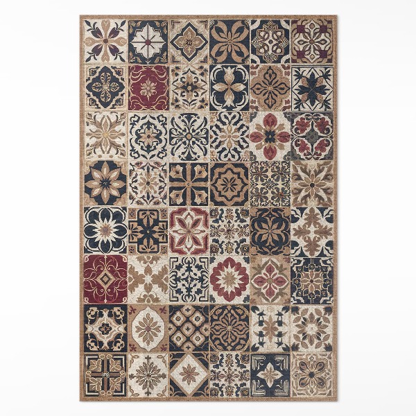 Pvc teppich Alte mosaikgemusterte Fliesen im Vintage-Stil