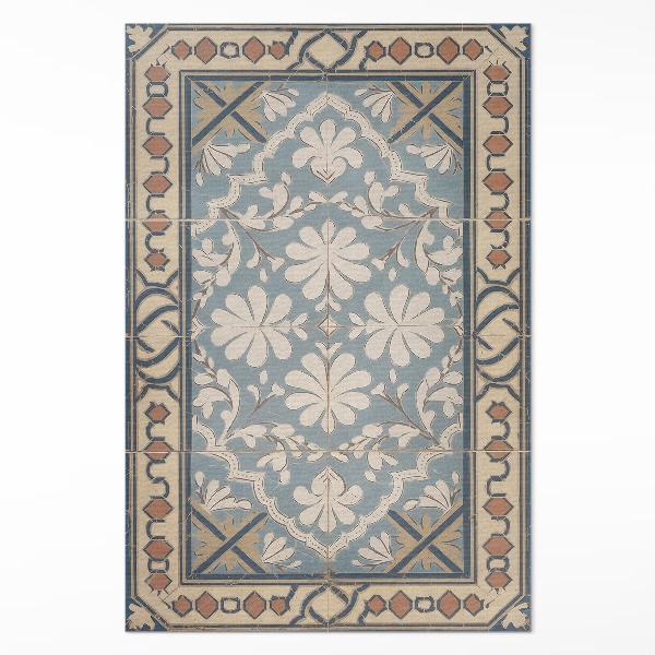 Teppich auf pvc Geometrische florale Muster im Retrostil