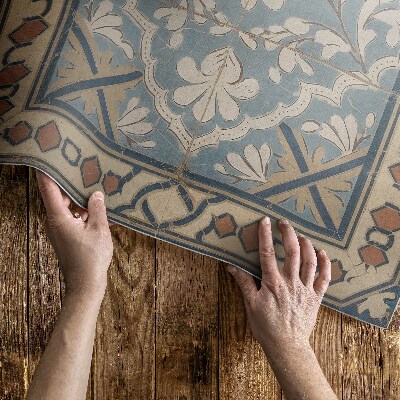 Teppich auf pvc Geometrische florale Muster im Retrostil