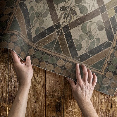 Vinyl teppich Vintage-Muster mit floralen Motiven