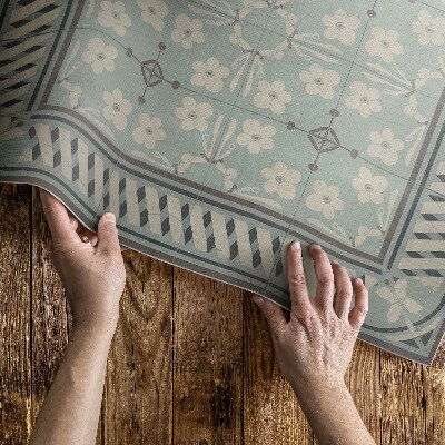 Vinyl teppich Fliesen im Vintage-Stil mit Blumen