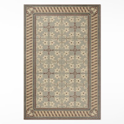 Pvc teppich Blumen und Blütenblätter in Mosaiken im Retro-Stil