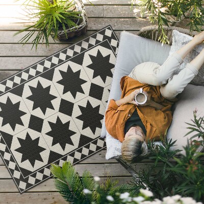 Teppich auf pvc Elegantes Mosaik Mit Schwarzen Und Weißen Sternen