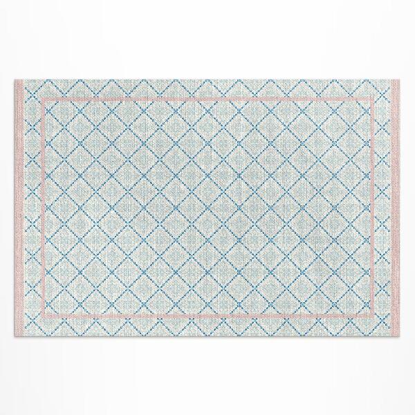 Teppich pvc Textilimitat Mit Regelmäßigen Blauen Linien