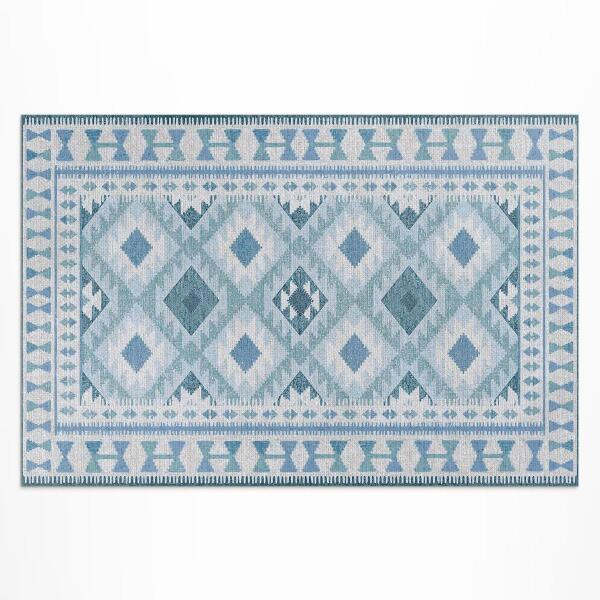 Vinyl teppich läufer Blauer Rautenimitatstoff