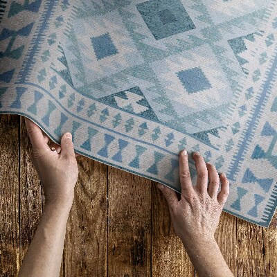 Vinyl teppich läufer Blauer Rautenimitatstoff