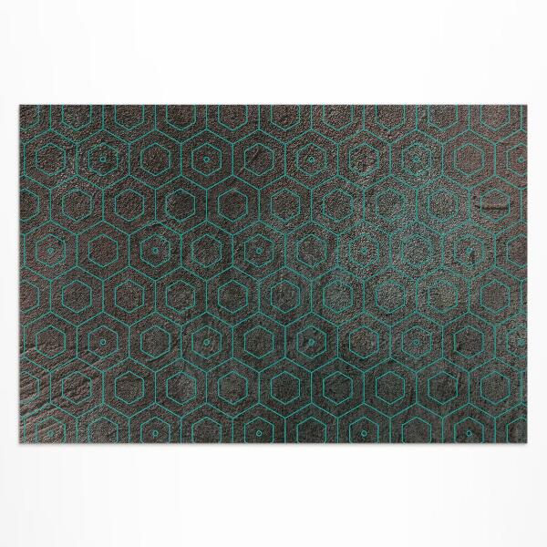 Teppich pvc Retro-Sechsecke Mit Rohem Design