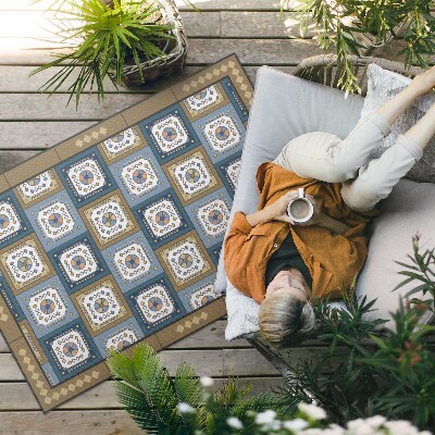 Pvc teppich Geometrisches Rautenmuster Im Retro-Stil